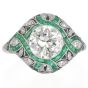Vintage Diamond 3.25carats Emerald Platinum Filigree Engagement Ring|Dover Jewelry|