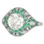 Vintage Diamond 3.25carats Emerald Platinum Filigree Engagement Ring|Dover Jewelry|