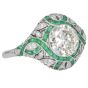 Vintage Diamond 3.25carats Emerald Platinum Filigree Engagement Ring|Dover Jewelry|