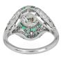 Vintage Diamond 3.25carats Emerald Platinum Filigree Engagement Ring|Dover Jewelry|