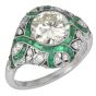 Vintage Diamond 3.25carats Emerald Platinum Filigree Engagement Ring|Dover Jewelry|