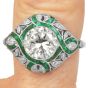 Vintage Diamond 3.25carats Emerald Platinum Filigree Engagement Ring|Dover Jewelry|