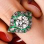 Vintage Diamond 3.25carats Emerald Platinum Filigree Engagement Ring