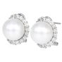 12mm Pearl & Diamond 18K White Gold Halo Stud Earrings