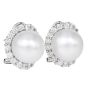 12mm Pearl & Diamond 18K White Gold Halo Stud Earrings