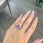Estate GIA Ruby 3.65ct Diamond Platinum Floral Cocktail Ring