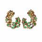 Vintage 10.84ct Diamond & Colombian  Emerald 18K Gold Earrings