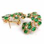 Vintage 10.84ct Diamond & Colombian  Emerald 18K Gold Earrings