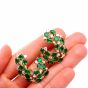 Vintage 10.84ct Diamond & Colombian  Emerald 18K Gold Earrings