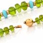 Estate 5.76 ct Diamond Peridot Beads Turquoise Rondelles 14K Gold Necklace