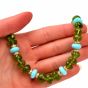 Estate 5.76 ct Diamond Peridot Beads Turquoise Rondelles 14K Gold Necklace