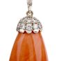 Vintage Large Red Coral Diamond 18K Pendant-Enhancer 