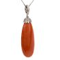 Vintage Large Red Coral Diamond 18K Pendant-Enhancer 