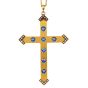 Antique Sapphire & Seed Pearl 14K Gold Cross Pendant