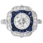 1.42ct Old European Cut Diamond & Sapphire Engagement Platinum Ring
