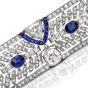 Antique Art Deco Diamond Sapphire Platinum Pin Brooch