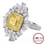 GIA 4.81ct Fancy Yellow Diamond 18K Gold Convertible Cocktail Halo Ring/Pendant