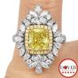 GIA 4.81ct Fancy Yellow Diamond 18K Gold Convertible Cocktail Halo Ring/Pendant