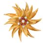 Hammerman Vintage Diamond Ruby Floral Pinwheel 18K Brooch Pin
