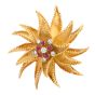Hammerman Vintage Diamond Ruby Floral Pinwheel 18K Brooch Pin