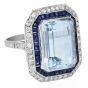 Estate 11.50cts Aquamarine Sapphire Platinum Cocktail Ring|Dover Jewelry|