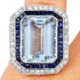 Estate 11.50cts Aquamarine Sapphire Platinum Cocktail Ring|Dover Jewelry|