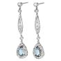 Estate Aquamarine Diamond Platinum Tear Drop Earrings