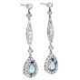 Estate Aquamarine Diamond Platinum Tear Drop Earrings
