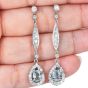 Estate Aquamarine Diamond Platinum Tear Drop Earrings