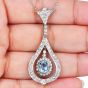 Estate Aquamarine Diamond Teardrop Platinum Necklace|Dover Jewelry|