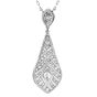 Vintage  Diamond Teardrop Platinum Pendant Necklace