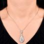Vintage  Diamond Teardrop Platinum Pendant Necklace