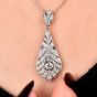 Vintage  Diamond Teardrop Platinum Pendant Necklace