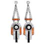 Estate Coral Onyx & Diamond Art Deco Style Platinum Dangle Earrings