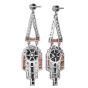 Estate Coral Onyx & Diamond Art Deco Style Platinum Dangle Earrings