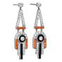 Estate Coral Onyx & Diamond Art Deco Style Platinum Dangle Earrings