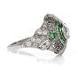 Vintage Emerald Diamond Platinum Dome Cocktail Ring