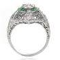Vintage Emerald Diamond Platinum Dome Cocktail Ring