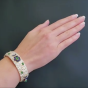 Vintage French wide Diamond Sapphire Emerald Gold Bracelet. 891801