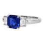 GIA 2.41cts Asscher-Cut Ceylon Sapphire Diamond Platinum Three Stone Ring 