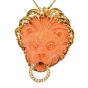 Vintage Italian Carved Coral Lion Head Diamond Gold Pendant Dover Jewelry 
