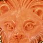 Vintage Italian Carved Coral Lion Head Diamond Gold Pendant Dover Jewelry 