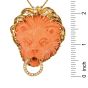 Vintage Italian Carved Coral Lion Head Diamond Gold Pendant Dover Jewelry 