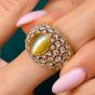 Buccellati Vintage Cat's Eye Chrysoberyl Diamond 18K Cocktail Dome Ring |Dover Jewelry|