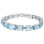 Natural Aquamarine 31.81cts Diamond 18K Gold Graduating Tennis Bracelet|Dover Jewelry|