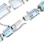Natural Aquamarine 31.81cts Diamond 18K Gold Graduating Tennis Bracelet|Dover Jewelry|