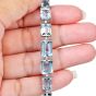 Natural Aquamarine 31.81cts Diamond 18K Gold Graduating Tennis Bracelet|Dover Jewelry|