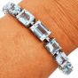 Natural Aquamarine 31.81cts Diamond 18K Gold Graduating Tennis Bracelet|Dover Jewelry|
