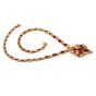 Vintage Italian Diamond Ruby 18K Yellow Gold Floral Leaf Pendant Necklace
