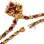Vintage Italian Diamond Ruby 18K Yellow Gold Floral Leaf Pendant Necklace